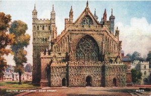 VINTAGE POSTCARD WEST FRONTAGE OF EXETER CATHEDRAL UK VALENTINE'S CARD FRESH