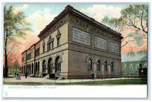 c1905's Art Museum Exterior Roadside Springfield Massachusetts MA Trees Postcard