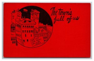Comic Rooftop Renters The Towns Full of Us Red Background UNP DB Postcard I21