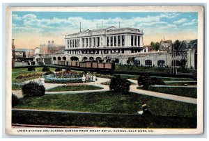 c1910 Union Station Sunken Garden Mount Royal Avenue Baltimore Maryland Postcard 