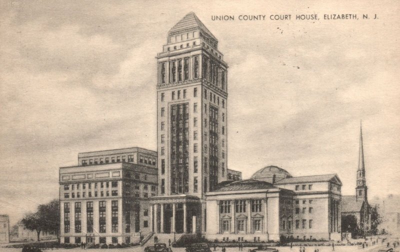 Vintage Postcard 1913 Union County Court House Elizabeth New Jersey N