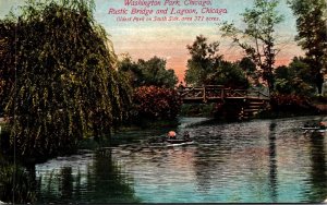 Illinois Chicago Washington Park Rustic Bridge and Lagoon