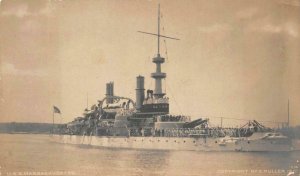 RPPC USS MASSACHUSETTS SHIP MILITARY ROTOGRAPH REAL PHOTO POSTCARD (c. 1905)