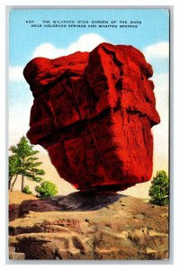 Balanced Rock Garden of the Gods Manitou Springs CO UNP Linen Postcard E19