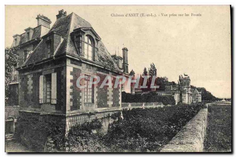Old Postcard Chateau d'Anet E and L View taken on the Fosses
