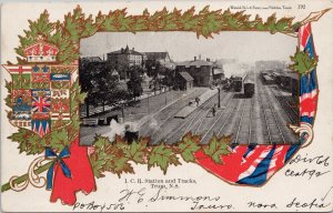 Truro NS Nova Scotia ICR Station Patriotic Train Railway Depot c1906 Postcard H7