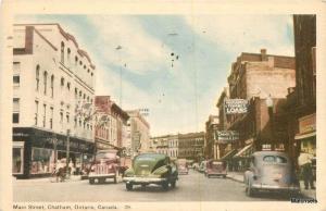 1951 Automobiles Main Street Chatham ONTARIO CANADA Photogelatine postcard 10157