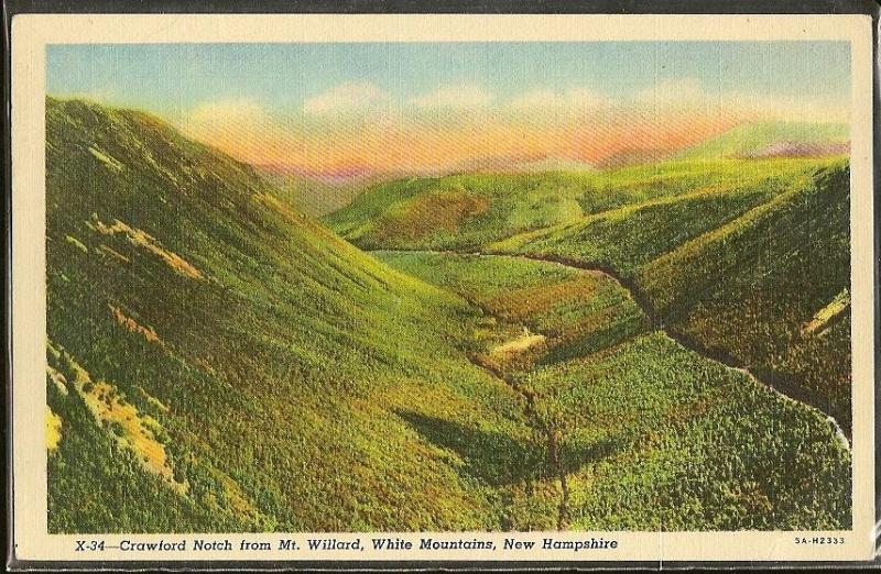 USA Crawford Notch White Mountains NH Linen Postcard/