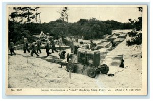 c1940s Seabees Constructing a Sand Roadway Camp Peary Virginia VA Postcard