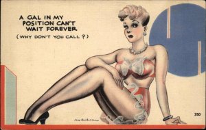 A/S Jay Jackson Risque Pinup Suggestive Burlesque Vintage Postcard