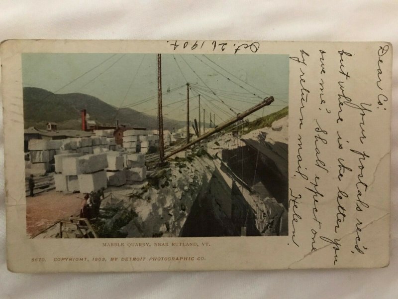 Vintage Postcard 1904 Marble Quarry Rutland Vermont United States