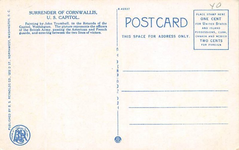 Surrender of Cornwallis, US capital History Unused 