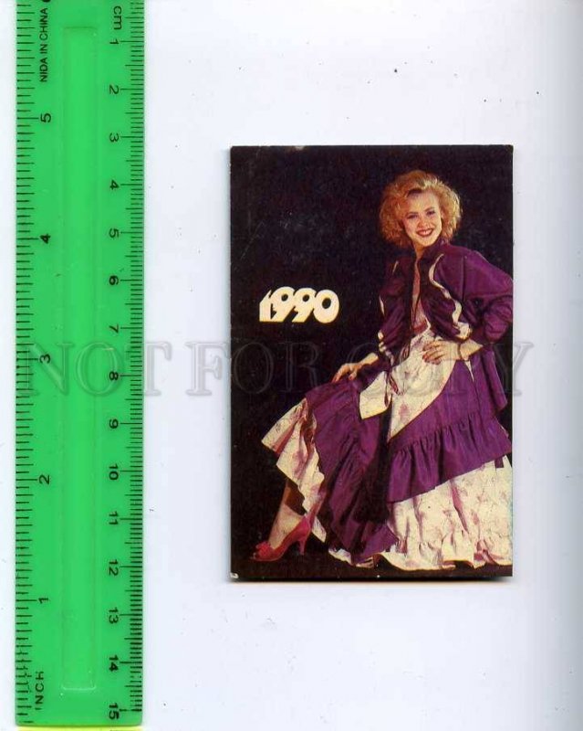 188542 USSR RUSSIA FASHION girl ADVERTISING CALENDAR 1990 year