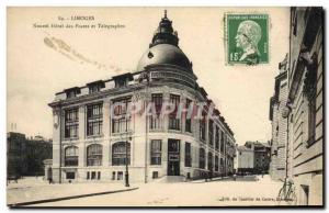 Carte Postale Ancienne Poste Limoges new Hotel Post and Telegraphs