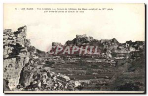 Old Postcard Les Baux General view of the Chateau des Baux Ruins built in the...