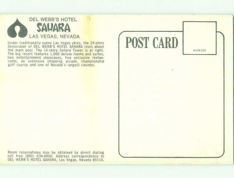 Unused Pre-1980 SAHARA CASINO HOTEL Las Vegas Nevada NV hr6756