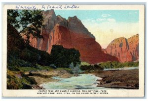 1922 Castle Peak And Angels Landing Zion National Park Lund Utah UT Postcard