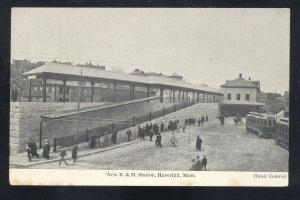 HAVERHILL MASSACHUSETTS B&M RAILROAD DEPOT TRAIN STATION VINTAGE POSTCARD