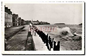 Modern Postcard Saint Malo Furrow and breakwater