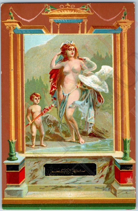 1917 Pompeii Art House of Golden Cupids Leda Swan Nude Woman S.A Richter A191