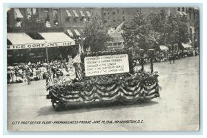 1916 City Post Office Float, Preparedness Parade Washington DC Postcard 