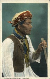 Miami FL Florida Seminole Native American Indian Chief c1920 Postcard