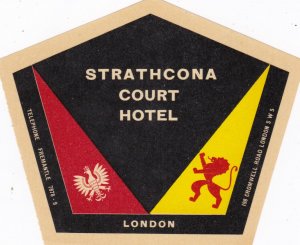 England London Strathcona Court Hotel Vintage Luggage Label sk2184