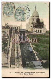 Old Postcard Paris Montmartre Funicular and Sacred Heart