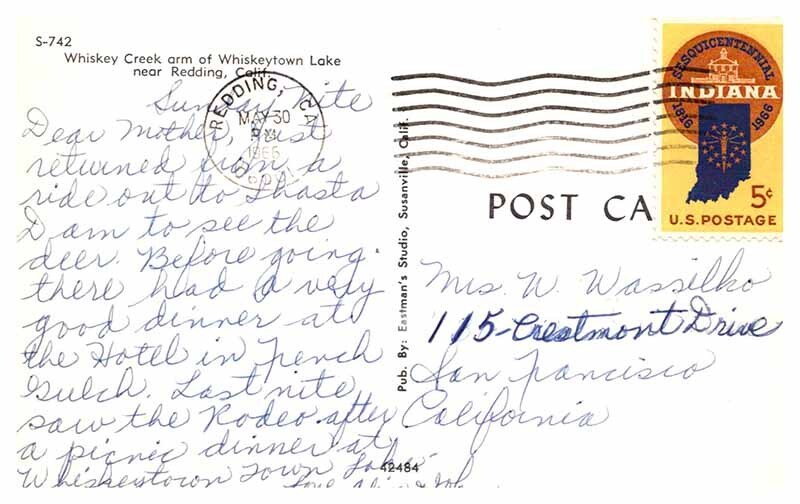 Postcard BOAT SCENE Redding California CA AU0653