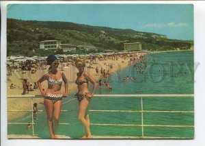 440981 Bulgaria 1966 Varna beach RPPC to GDR stamps tiger butterfly