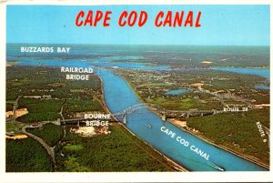 Massachusetts Cape Cod Aerial View West End With Buzzards Bay and Bourne Bridge