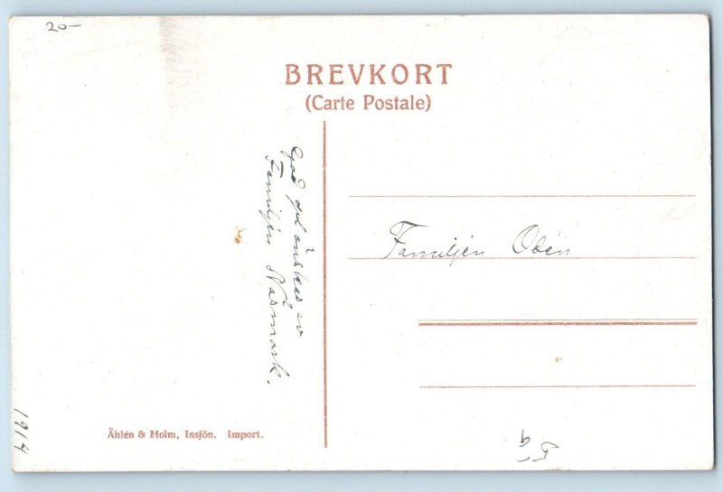 Christmas Postcard Children Decorating Christmas Tree c1910's Antique Posted