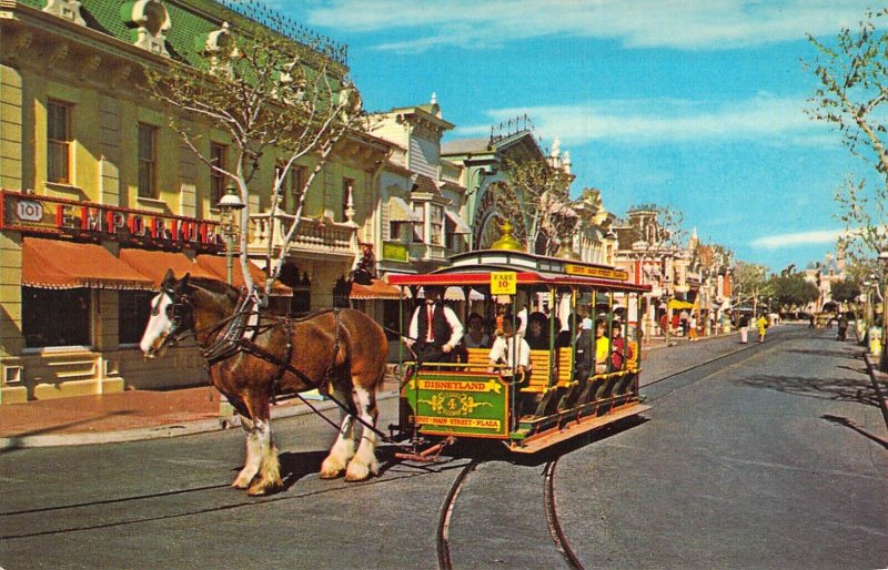 Disneyland, DT-35936-C, Horse Drawn Street Car,  Magic Kingdom, Old Postcard,
