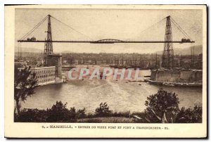 Old Postcard Marseille Entrance of the old port and ferry bridge