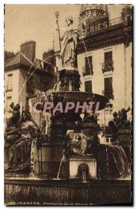 Old Postcard Nantes Fountain Place Royale