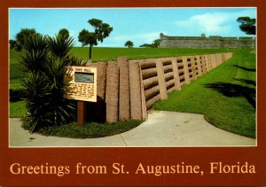 Florida St Augustine Greetings Showing Castillo De San Marcos and Town Wall