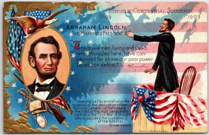 VINTAGE POSTCARD PRESIDENT ABRAHAM LINCOLN CENTENNIAL SOUVENIR OF 1909 PATRIOTIC