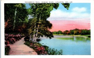 1920s Tecumseh's Trail Wabash River Lafayette IN Postcard 