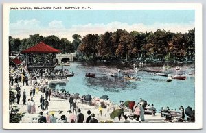 Vintage Postcard Gala Water Delaware Park Buffalo New York Tourist Attraction NY