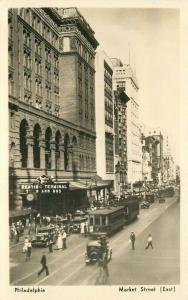 Depot 1920s Trolley Reading Railroad RPPC Photo Postcard Philadelphia 679 Lutz