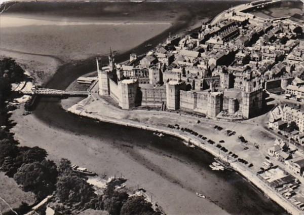 Wales Caernarvon Castle Aerial View 1957