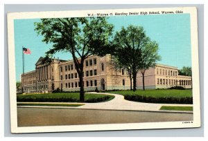 Vintage 1940's Postcard Warren G. Harding Senior High School Warren Ohio