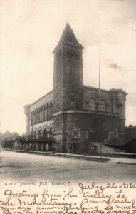 Vintage Postcard 1907 View of Memorial Hall Building Tronton Ohio OH