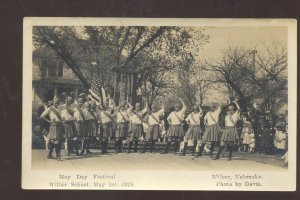 RPPC WILBER NEBRASKA MAY DAY FESTIVAL SCHOOL 1924 REAL PHOTO POSTCARD