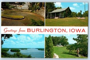 Burlington Iowa IA Postcard Snake Valley Mosquito Park Multiview c1982 Vintage