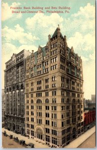 VINTAGE POSTCARD THE FRANKLIN BANK & BETZ BUILDINGS BROAD STR. PHILADELPHIA 1910