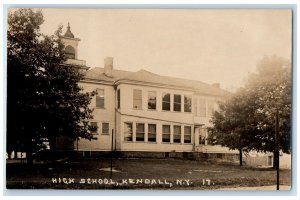 c1910's High School Building Kendall New York NY RPPC Photo Antique Postcard 