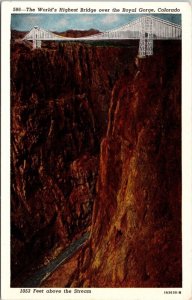 Worlds Highest Bridge Royal Gorge Colorado Co Suspension  Postcard