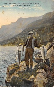 Mackinaw Trout Caught in Lake St. Mary Glacier Park, Montana, USA Fishing 1923 