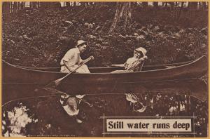 Comic-Still Waters Run Deep Happy couple in Canoe-1910